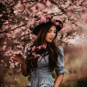 long blue dress with tie sleeves and buttons
